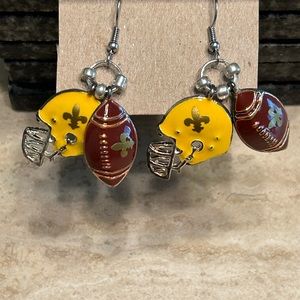 Yellow Gold Helmet Earrings with Fleur Del Lis